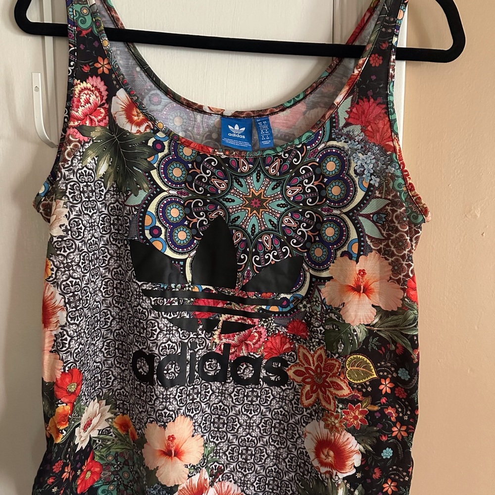 Two Adidas Farm Rio Multi Print Floral Tank Large Size